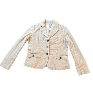 Talbots Womens Stretch Corduroy Blazer Jacket Beige Size 8 Academia Corp Boho